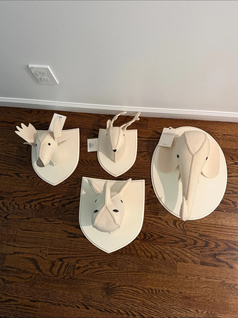 Restoration Hardware Cream Felt Animal Wall Mount Set